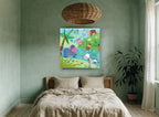 Riverbank Jungle Party animal canvas print on the wall of a bedroom