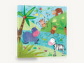 Riverbank Jungle Party, kids jungle animals collage illustration, animal canvas wall art print ready to hang