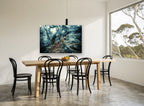 Mossy Root Hollow landscape canvas print on the wall of a dining room