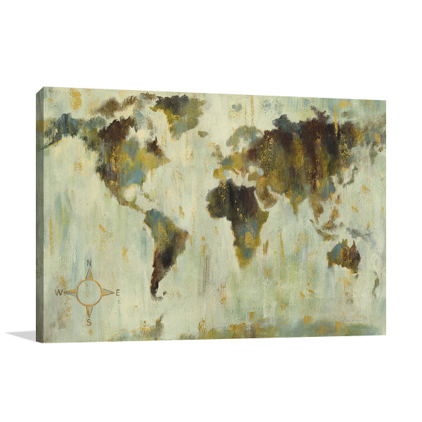 Bronze World Map Wall Art Print