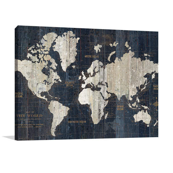 Old World Map Blue Wall Art Print
