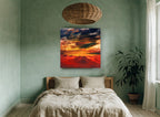 Crimson Desert Dusk landscape canvas print on the wall of a bedroom
