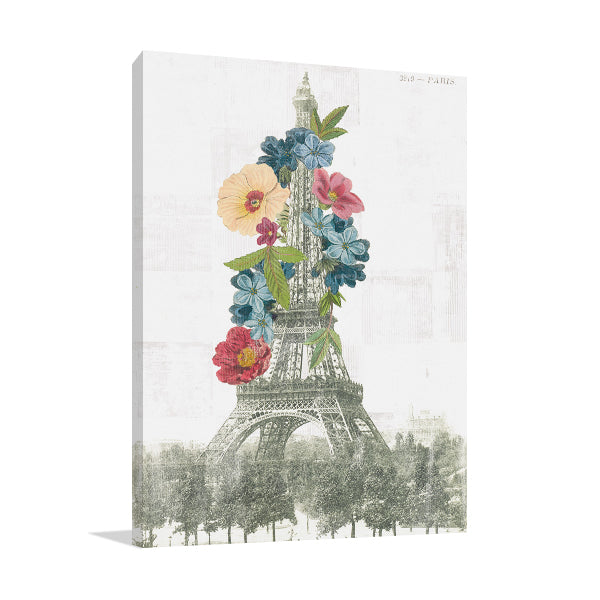 Floral Eiffel Tower Wall Art Print