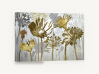 Gilded Meadow Silhouettes, gold and grey wildflower silhouette art, floral canvas wall art print ready to hang