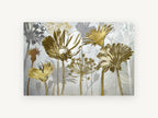 Gilded Meadow Silhouettes, floral canvas wall art print, front view