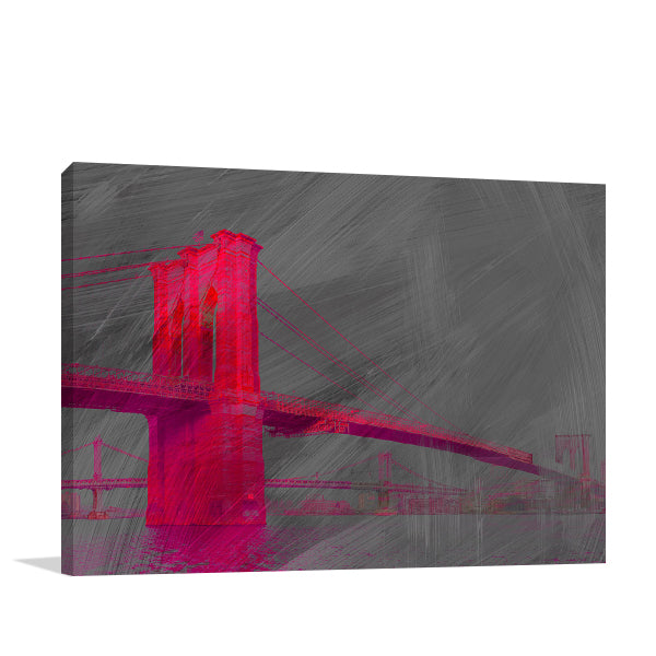 Pink Brooklyn Bridge Wall Art Print