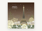 Paris Night Blooms, eiffel tower and flowers illustration, city canvas wall art print, front view