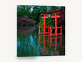 Red Torii Pond, red torii gate pond photograph, landscape canvas wall art print ready to hang