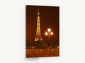 Eiffel Tower Lamplight, eiffel tower at night photograph, city canvas wall art print ready to hang