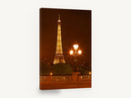 Eiffel Tower Lamplight, eiffel tower at night photograph, city canvas wall art print ready to hang