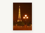 Eiffel Tower Lamplight, eiffel tower at night photograph, city canvas wall art print, front view