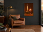 Eiffel Tower Lamplight city canvas print on the wall of a charcoal living room