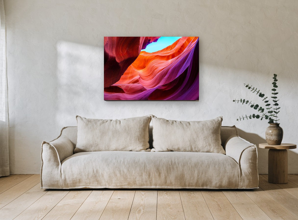 Canyon Light Waves landscape canvas print on the wall of a living room