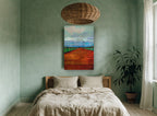 Red Planks to the Horizon coastal canvas print on the wall of a bedroom