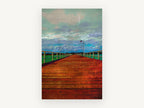 Red Planks to the Horizon, coastal canvas wall art print, front view