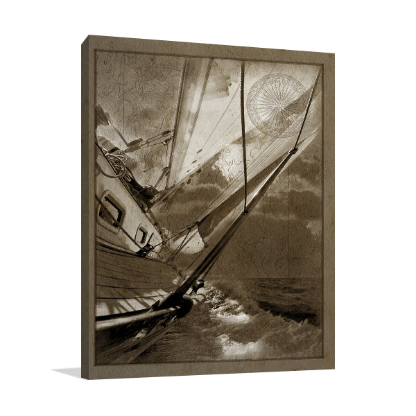 Sailing in Sepia B Wall Art Print