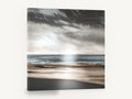 Silver Light Shoreline, silver sunset beach seascape, coastal canvas wall art print ready to hang