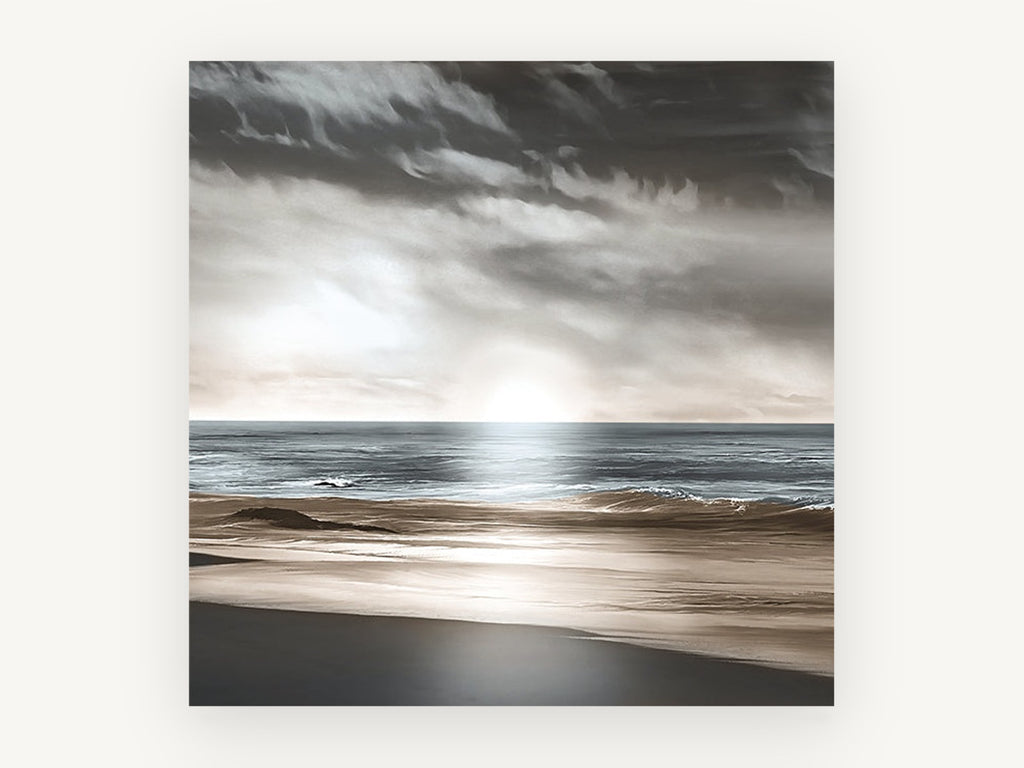 Silver Light Shoreline, coastal canvas wall art print, front view