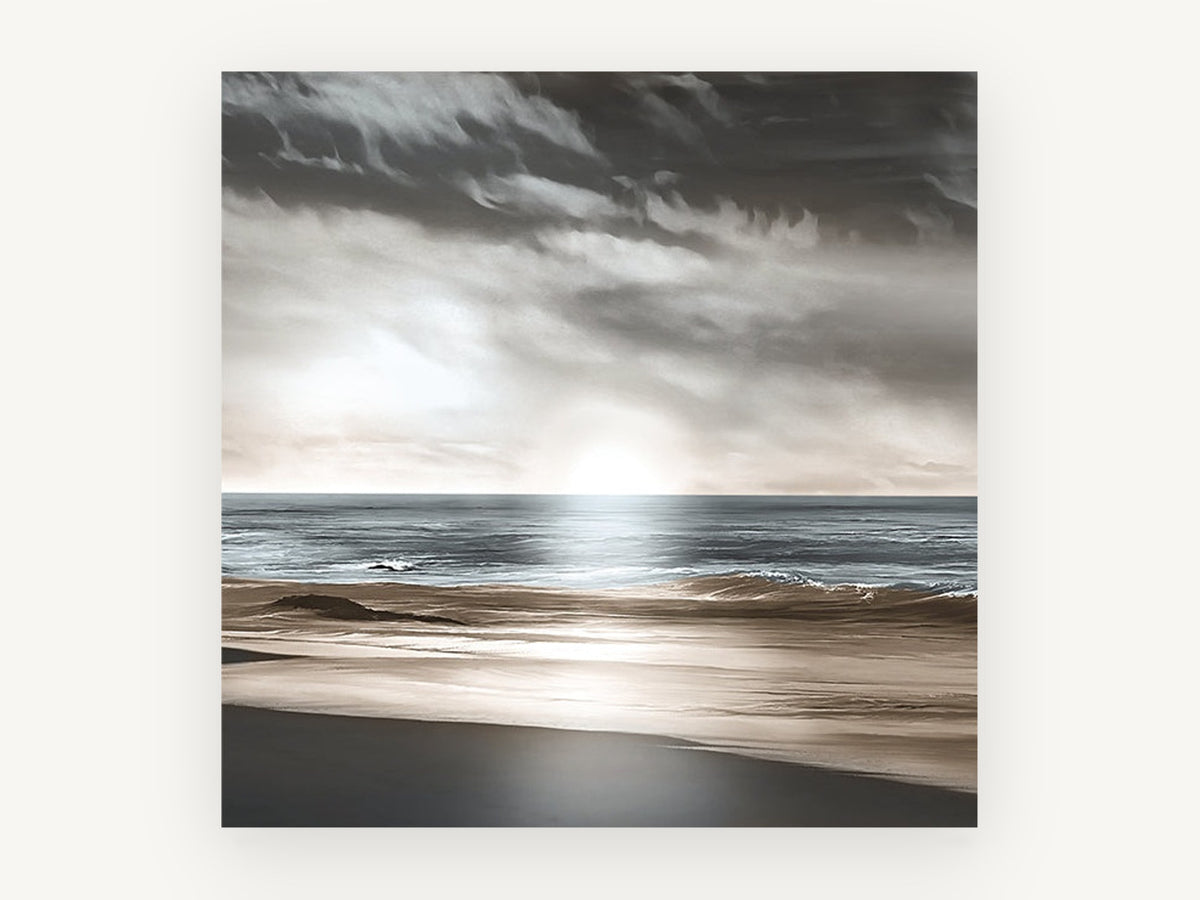 Silver Light Shoreline, coastal canvas wall art print, front view