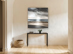 Silver Light Shoreline coastal canvas print on the wall of a hallway