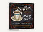 Always Fresh Coffee House, retro coffee house chalkboard sign, stretched canvas wall art print ready to hang