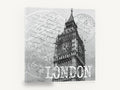 London Postmark Tower, vintage big ben london postmark, stretched canvas wall art print ready to hang