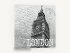 London Postmark Tower, vintage big ben london postmark, stretched canvas wall art print ready to hang