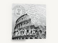Rome Postmark Colosseum, vintage colosseum rome postmark, stretched canvas wall art print ready to hang