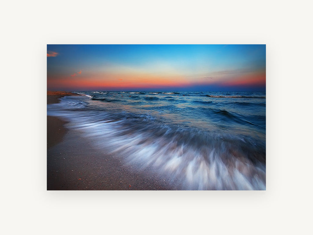 Dusk Surge, coastal canvas wall art print, front view