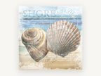 Shells on the Shore, coastal canvas wall art print, front view