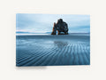 Arch at Low Tide, sea stack rippled sand photograph, coastal canvas wall art print ready to hang