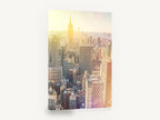 Golden Hour Manhattan, manhattan skyline at golden hour photograph, city canvas wall art print ready to hang