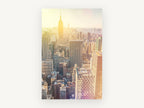 Golden Hour Manhattan, manhattan skyline at golden hour photograph, city canvas wall art print, front view