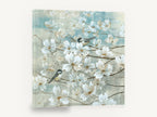 Chickadees Among Dogwood, dogwood blossom chickadee bird painting, floral canvas wall art print ready to hang
