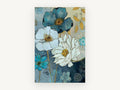 Denim Blue Bloom Garden, floral canvas wall art print, front view