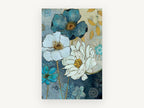 Denim Blue Bloom Garden, floral canvas wall art print, front view