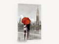 Red Umbrella Over the Hudson, couple under red umbrella new york skyline, city canvas wall art print ready to hang