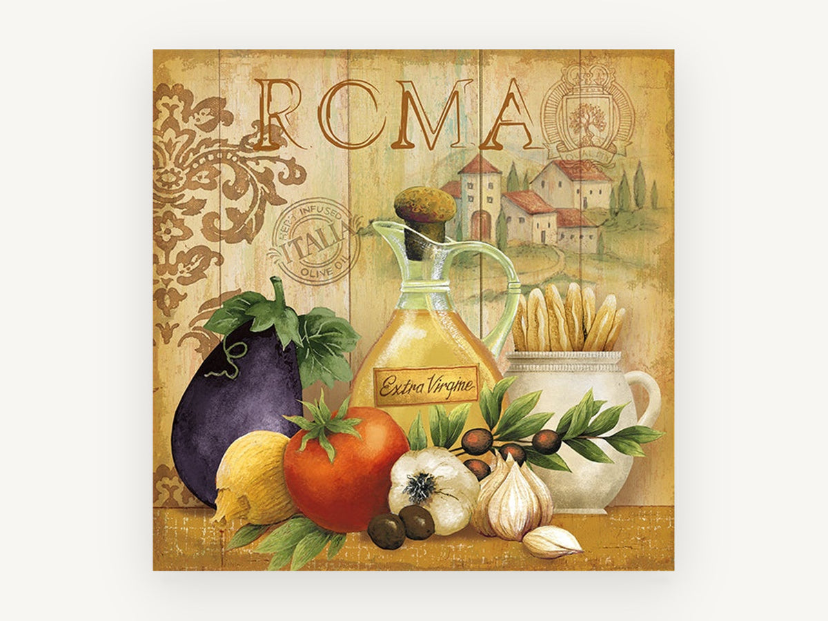 Roma Kitchen Harvest, kitchen canvas wall art print, front view