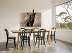 Elephant in Sepia animal canvas print on the wall of a dining room