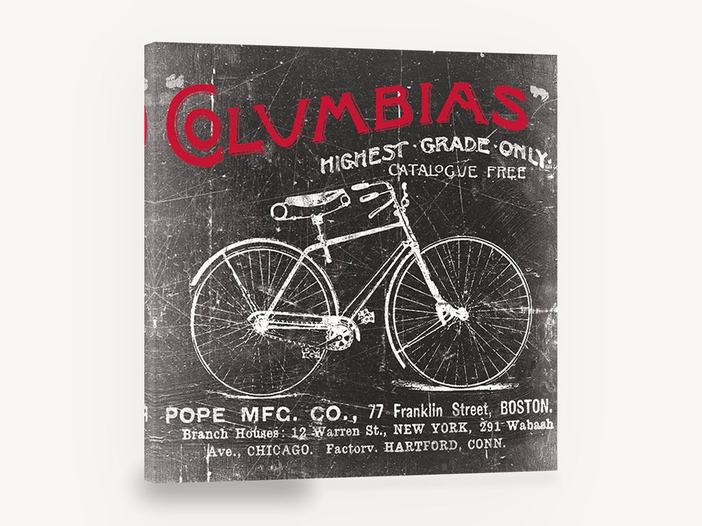 Columbias Bicycle Advertisement, vintage columbia bicycle advertising sign, stretched canvas wall art print ready to hang
