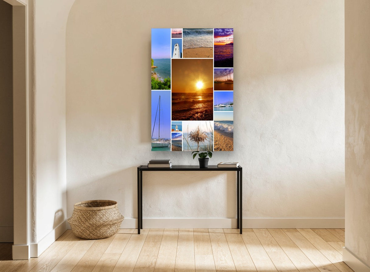 Adriatic Summer Collage coastal canvas print on the wall of a hallway
