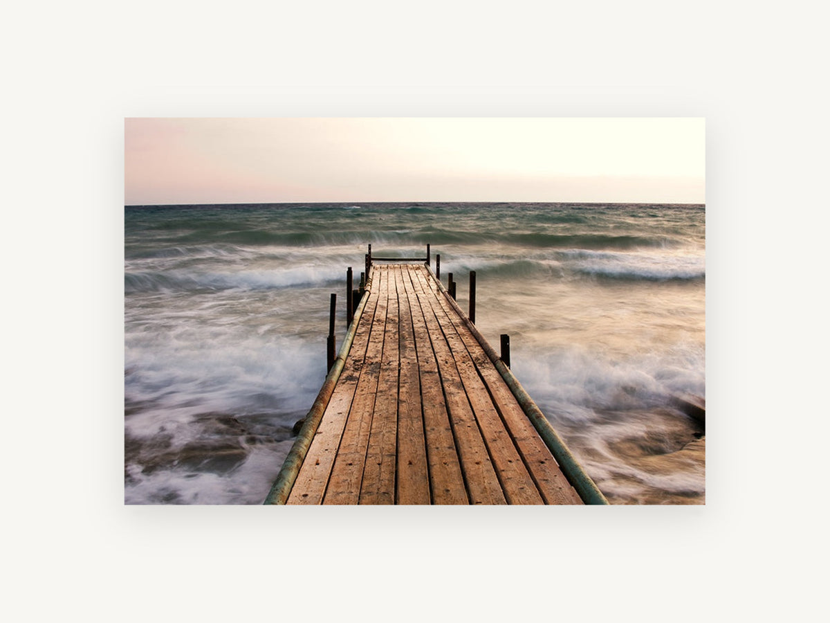 Jetty in the Surge, coastal canvas wall art print, front view