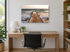 Jetty in the Surge coastal canvas print on the wall of a study