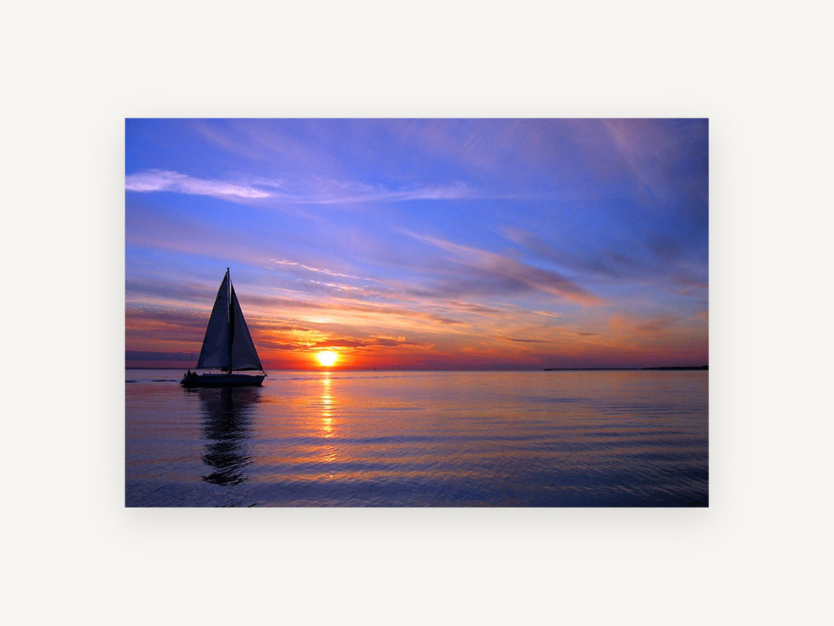Sailing Into Dusk, coastal canvas wall art print, front view