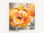 Amber Poppy Bloom, orange poppy floral expressive painting, floral canvas wall art print ready to hang