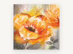Amber Poppy Bloom, floral canvas wall art print, front view