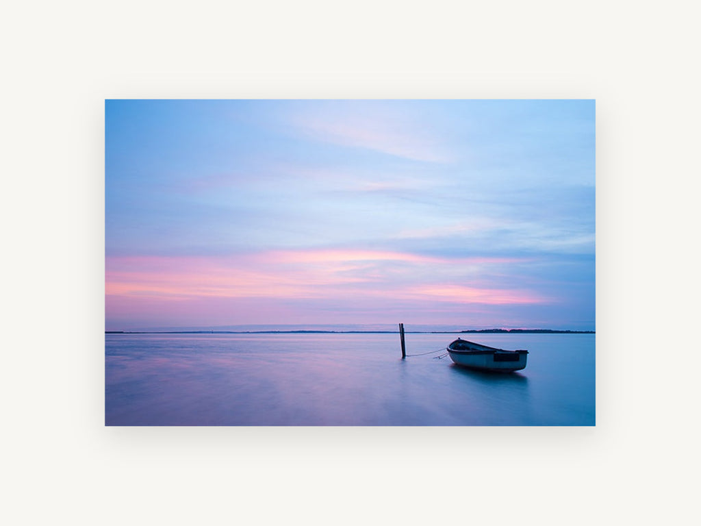 Moored at Dusk, coastal canvas wall art print, front view