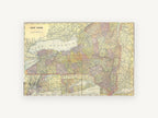 Empire State 1896 Map, antique map of new york state, city canvas wall art print, front view