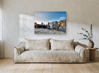 Longtails at Low Tide coastal canvas print on the wall of a living room