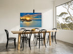 Corfu Golden Cove coastal canvas print on the wall of a dining room
